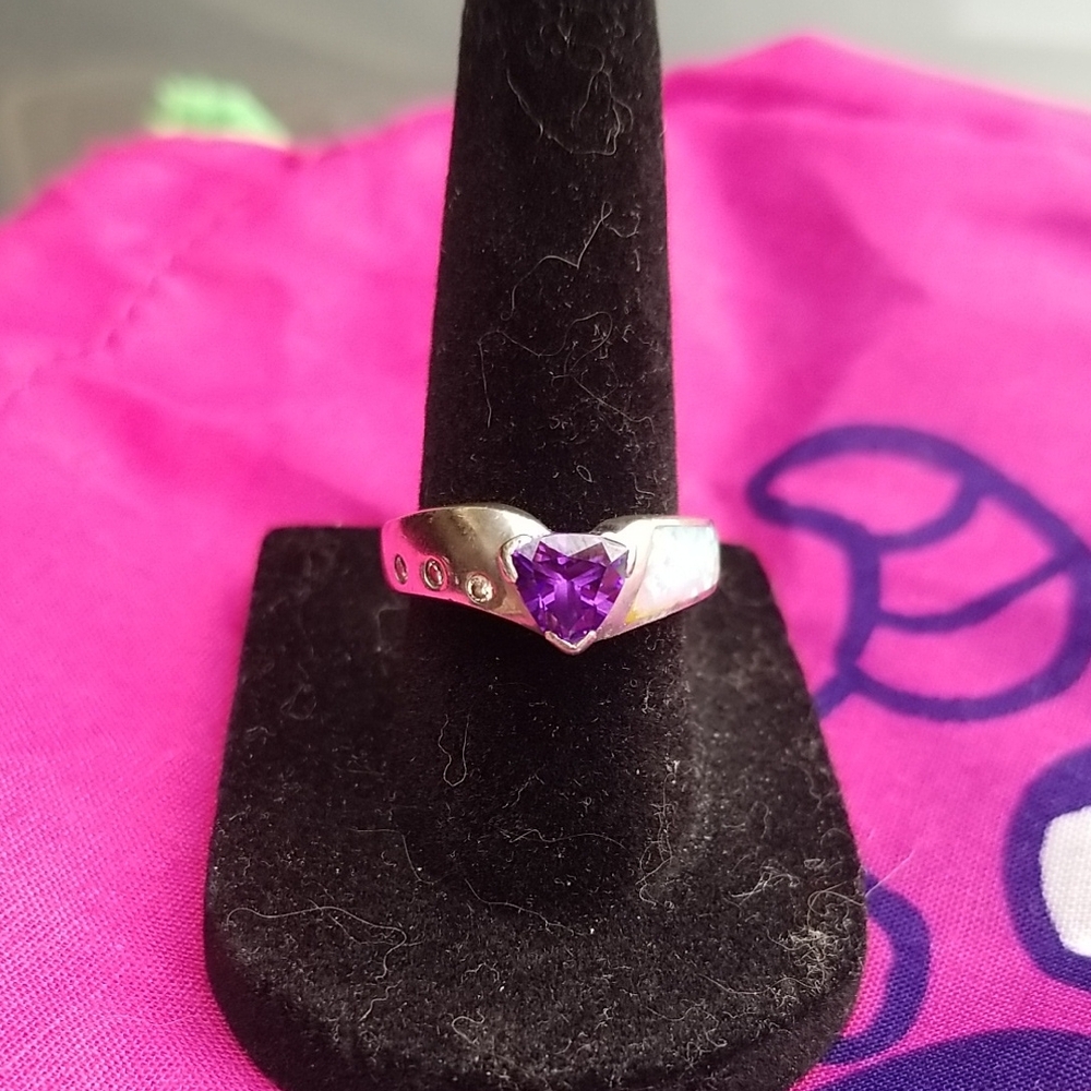 Amythyst, Opal, Diamond Ring.